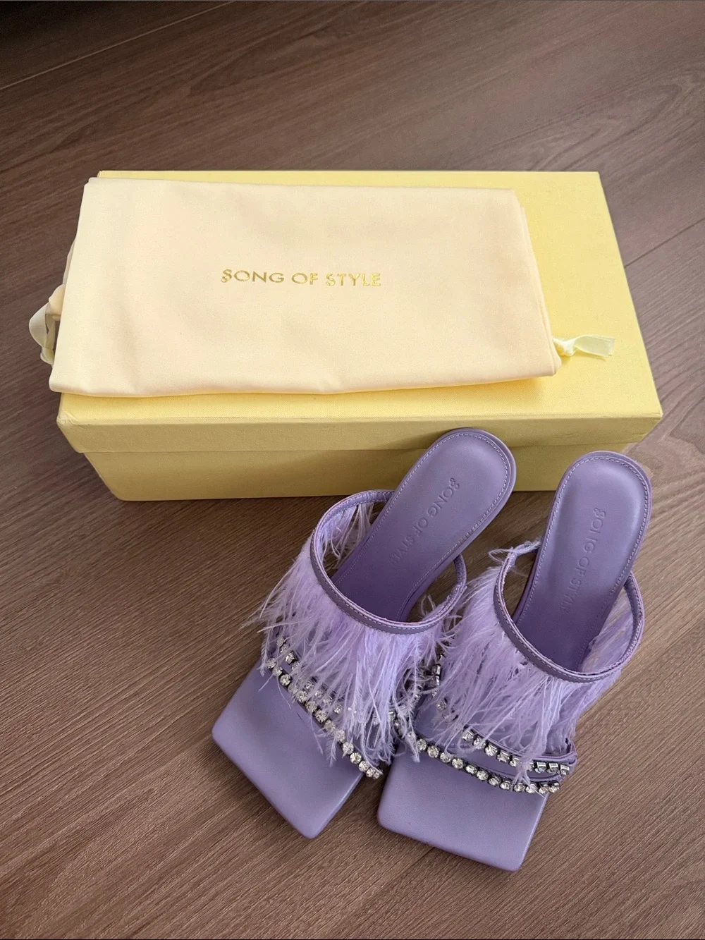 Song of Style Lavender Feather & Crystal Slide Mules - Picture 7 of 7